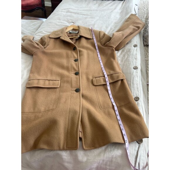 Womens Camel Wool Blend Button-Front Coat - Picture 9 of 10